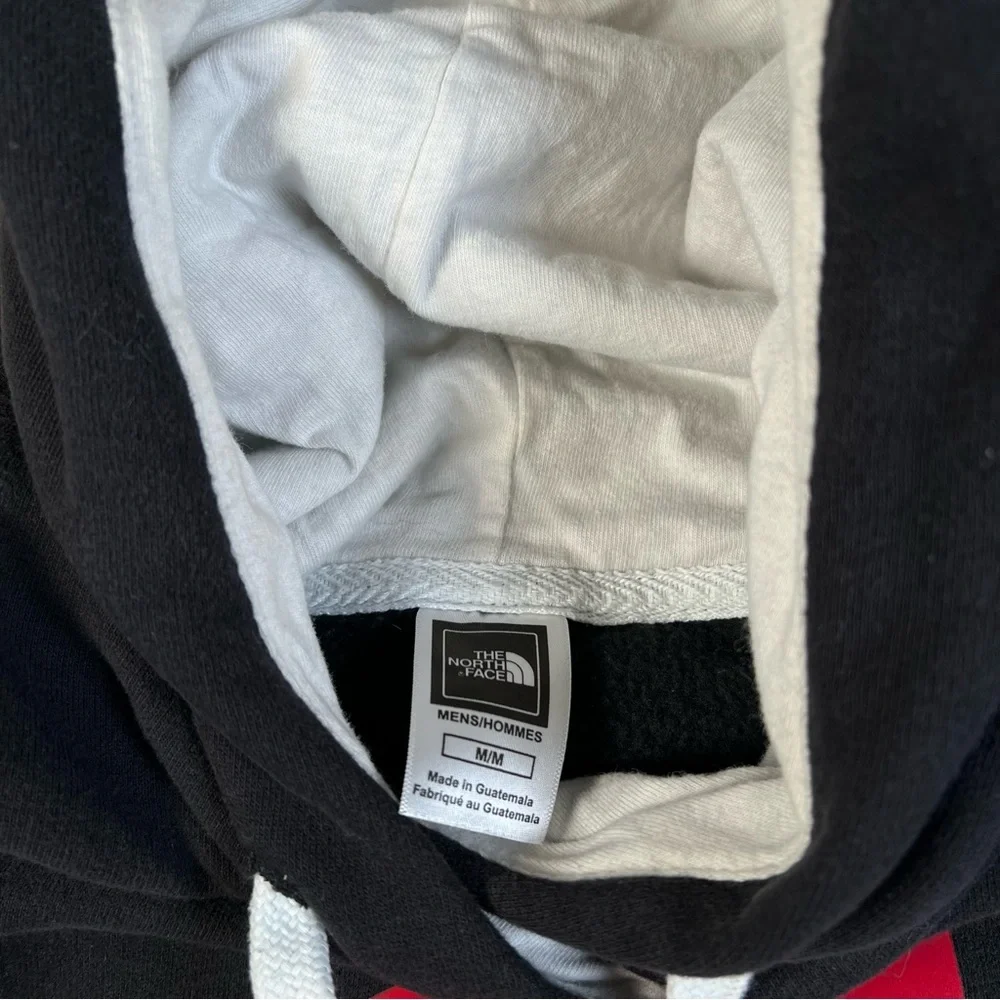 The North Face Hoodie Black Red/white/blue Logo front Kangaroo Pouch men's med